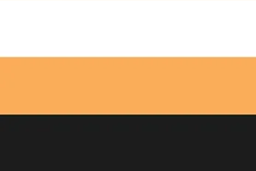 flaga złożona z trzech pasów kolorów jednakowej szerokości, od góry: białego, jasnego pomarańczowego i czarnego